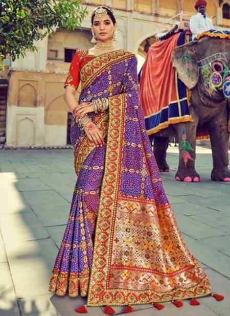 Purple Colour Raj Gharana Vol 2 M.N New Latest Designer Ethnic Wear Patola Silk Saree Collection 6103